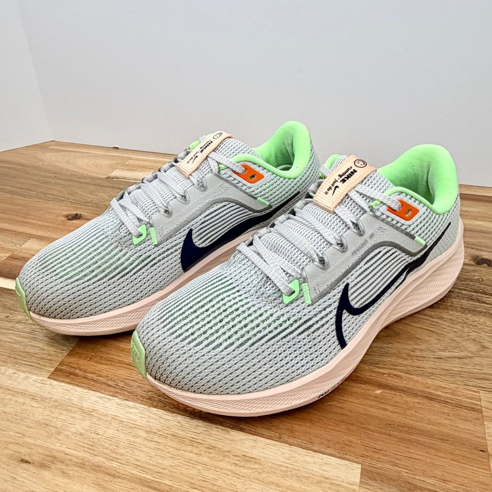 Nike Air Zoom Pegasus 40 Womens Running Shoes Grey Green Orange Size 5.5